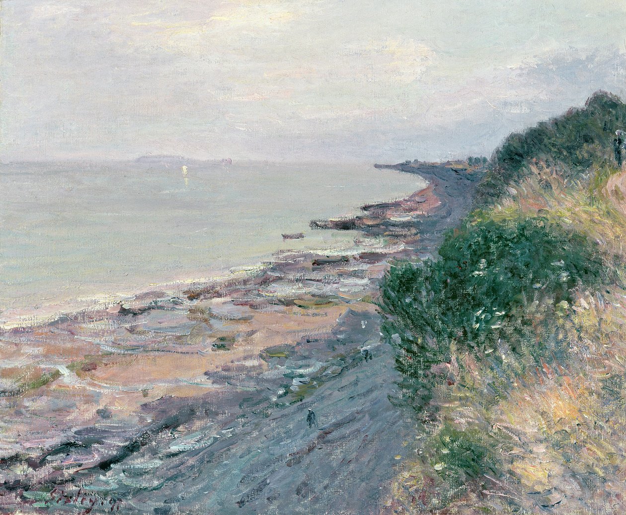 Klif w Penarth, wieczór, odpływ autorstwa Alfred Sisley