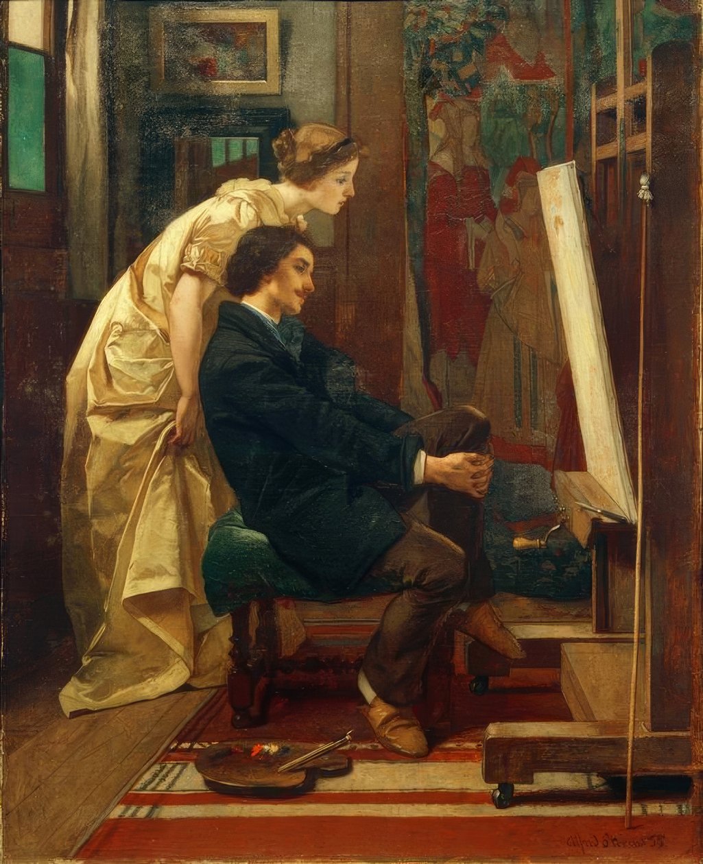 A.Stevens, malarz i jego model autorstwa Alfred Emile Stevens