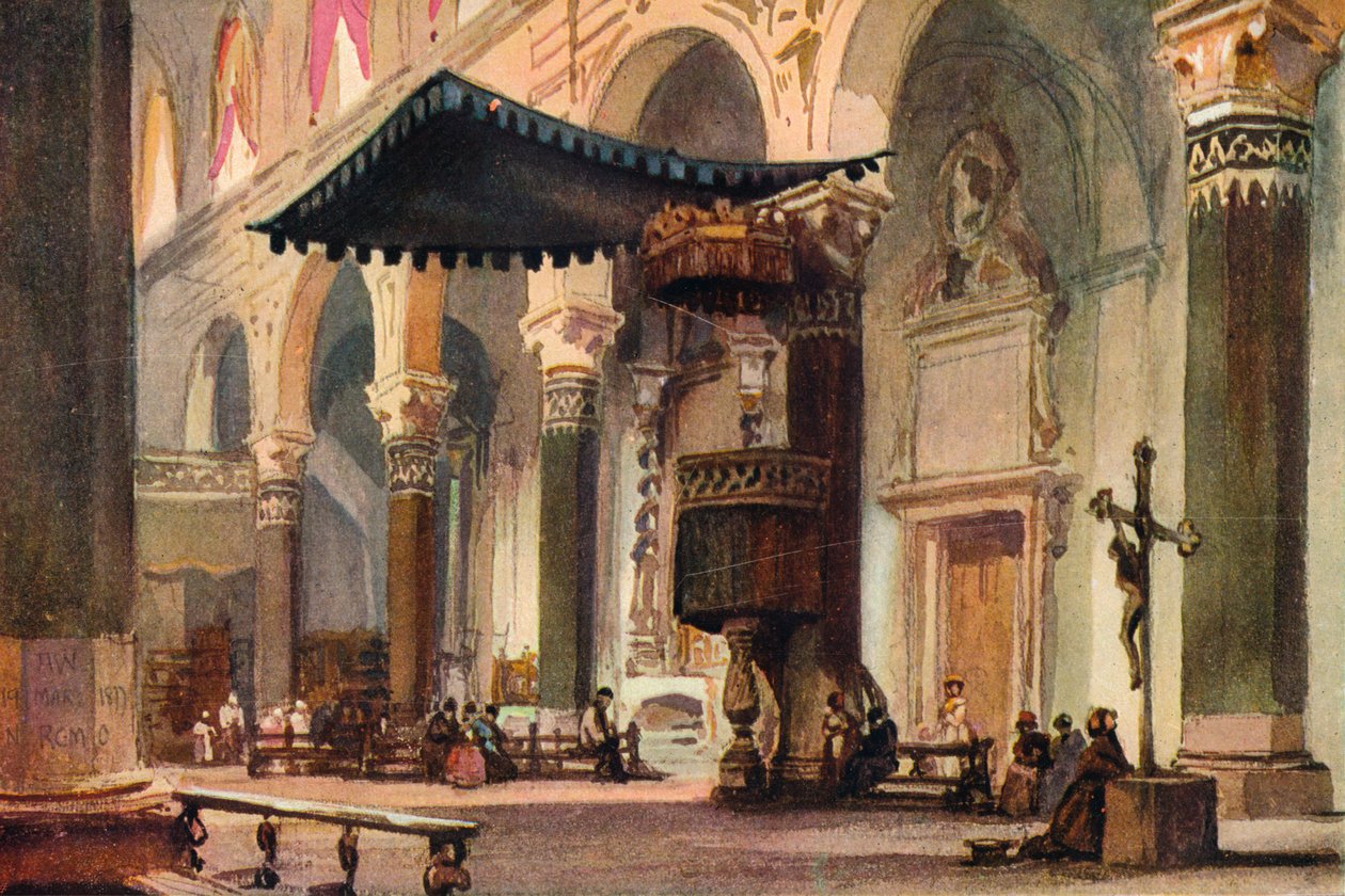 Wnętrze katedry, San Remo, ok. 1870 r. autorstwa Alfred Waterhouse