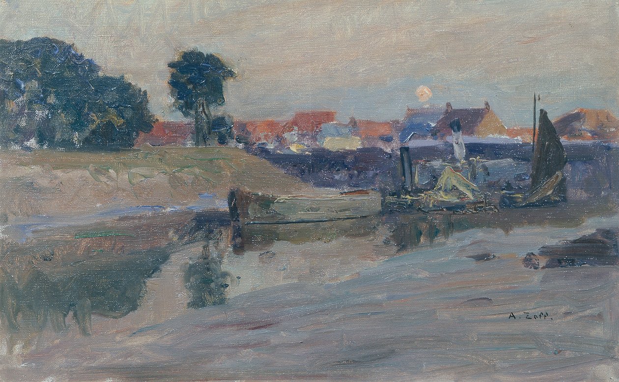Wschodzący księżyc nad Nieuport autorstwa Alfred Zoff