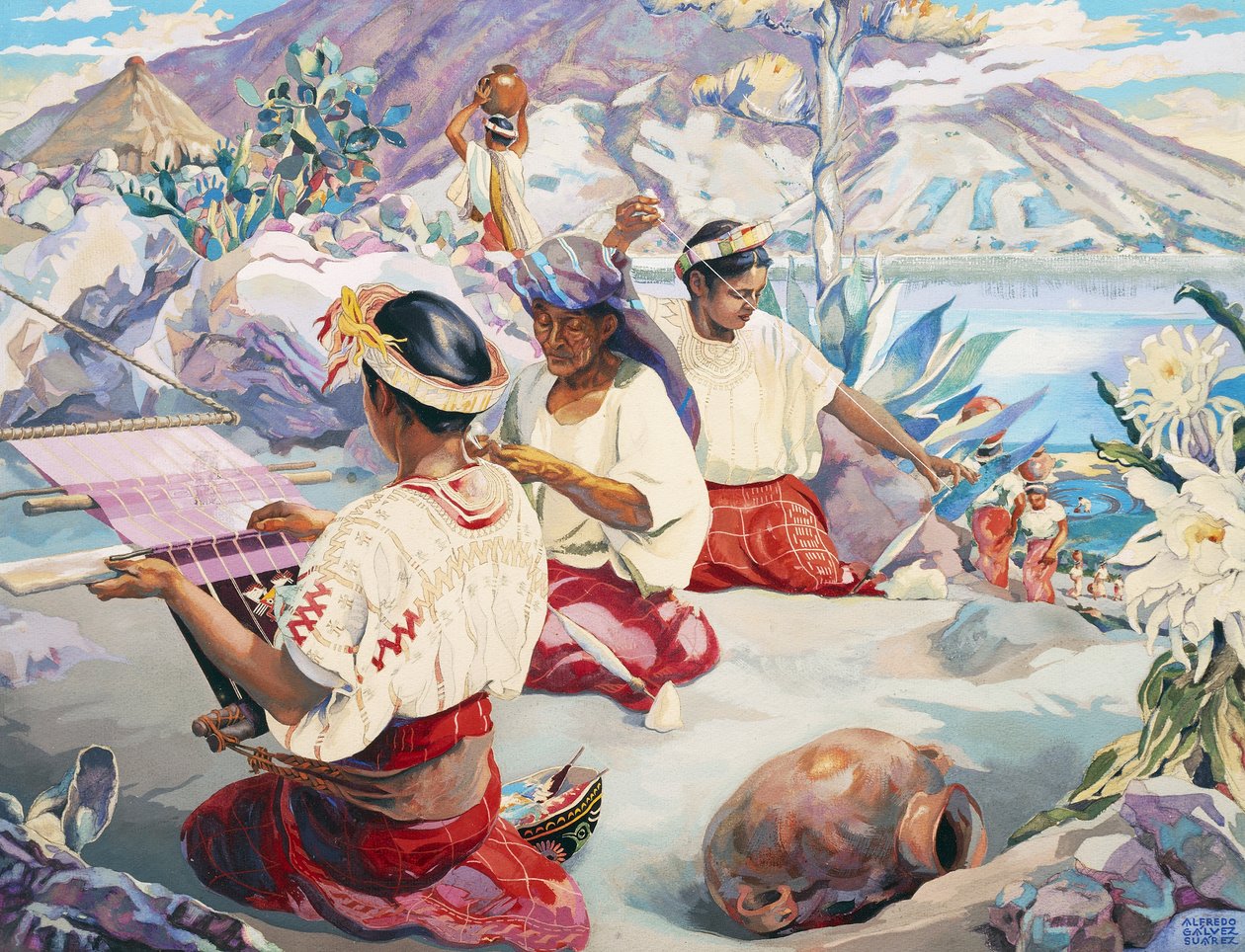 Tkacze Atitlan autorstwa Alfredo Gálvez Suárez