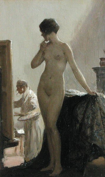 The Pose (olej na panelu) autorstwa Allan Douglas Davidson