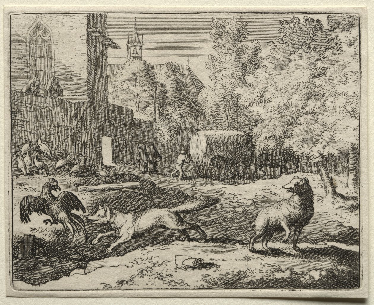 Reynard the Fox: Reynard w pogoni za kurami. autorstwa Allart van Everdingen