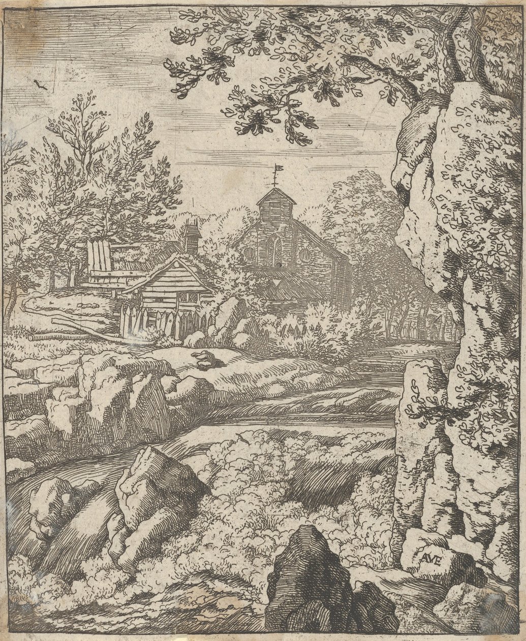 Wodospad, XVII wiek. autorstwa Allart van Everdingen