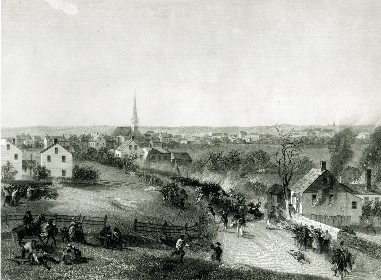 Wycofanie się Brytyjczyków z Concord, kwiecień 1775, grawerowane przez Jamesa Smillie autorstwa Alonzo Chappel