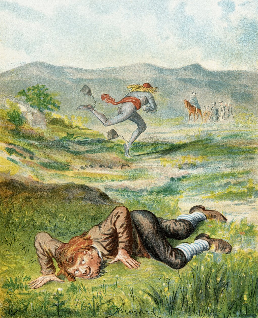 Ilustracja z „Przygód barona Munchausena” Rudolfa Ericha Raspe (1736-94) wydana ok. 1886 r. autorstwa Alphonse Adolphe Bichard