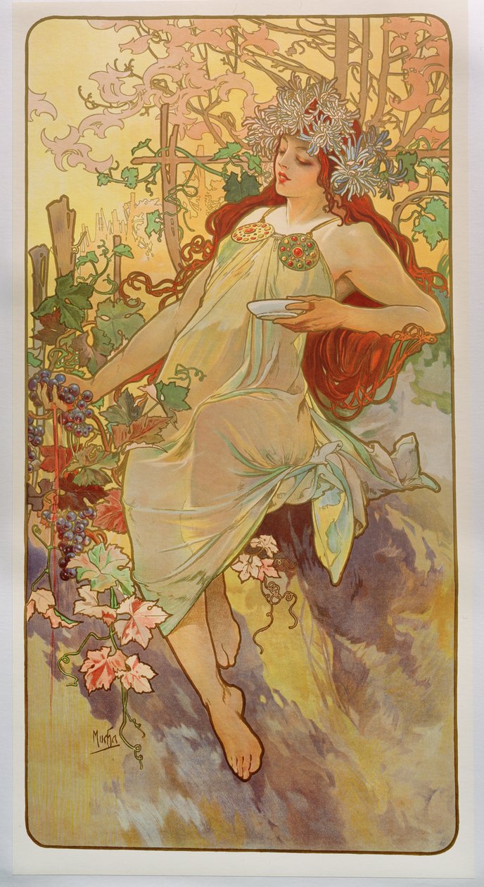 Pory roku: Jesień, 1896 autorstwa Alphonse Mucha