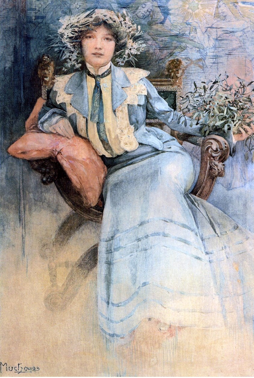 Żona artysty, 1903 (wc na lnie) autorstwa Alphonse Mucha