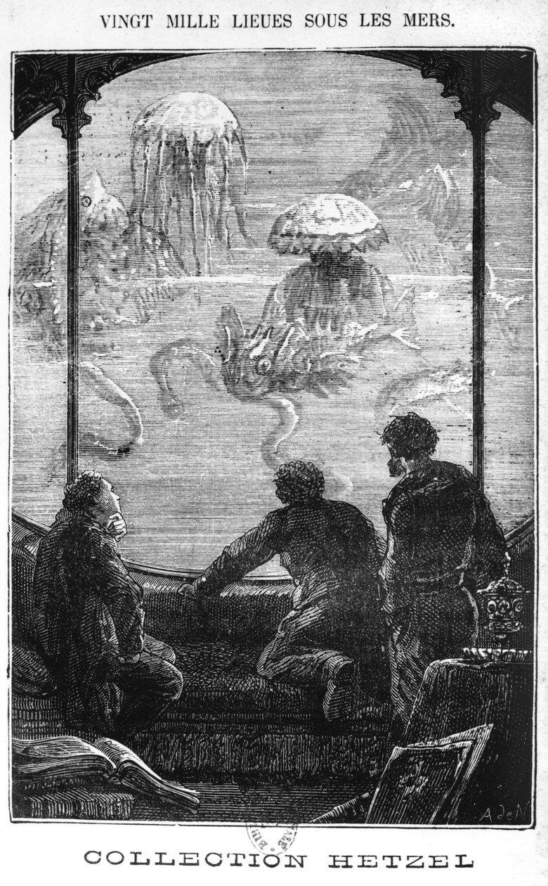 Pasażerowie Nautilusa, ilustracja z „2 000 mil podmorskiej żeglugi” Julesa Verne