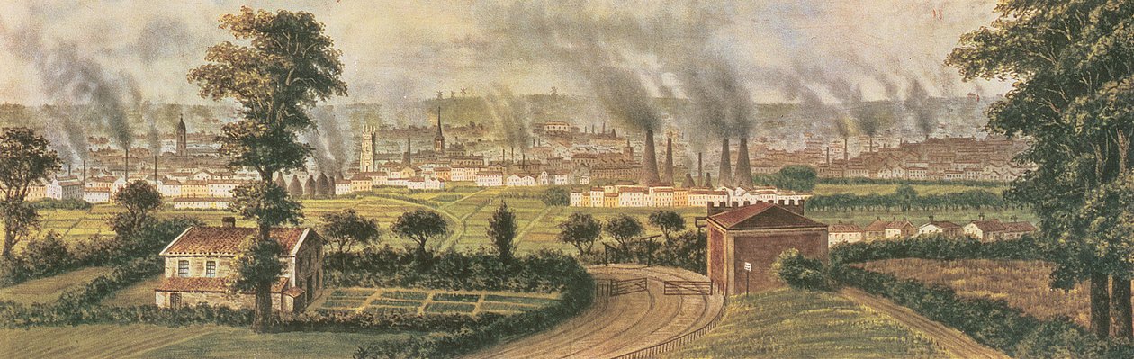 Leeds z Rope Hill, ok. 1840 (kolor lito) autorstwa Alphonse Douseau