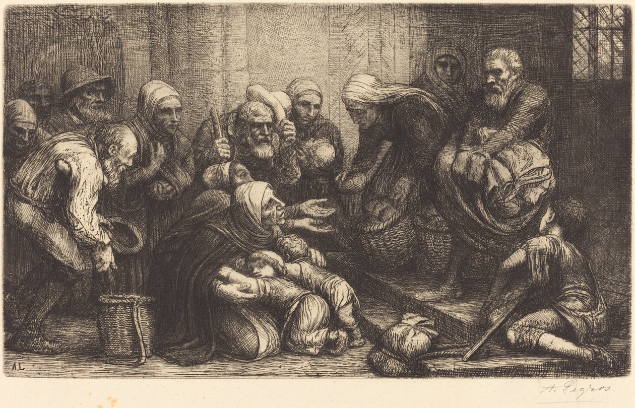 Żebracy z Brukseli Żebracy z Brugii. autorstwa Alphonse Legros