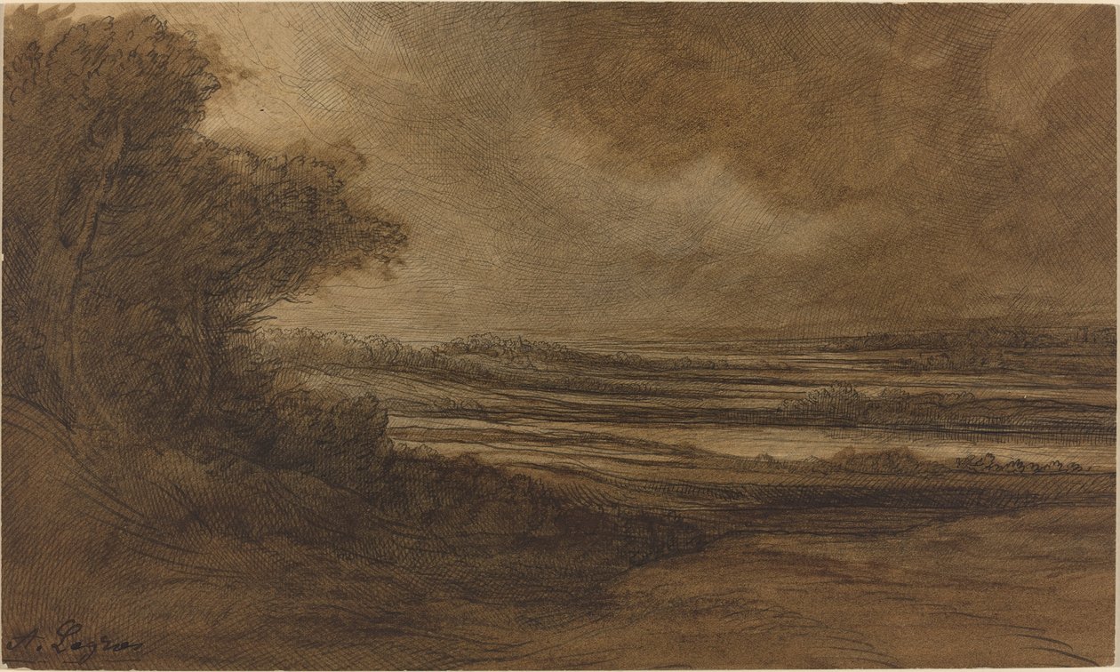 Wieś Burgundii [recto]. autorstwa Alphonse Legros