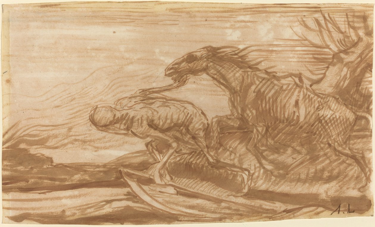Śmierć i jej koń. autorstwa Alphonse Legros