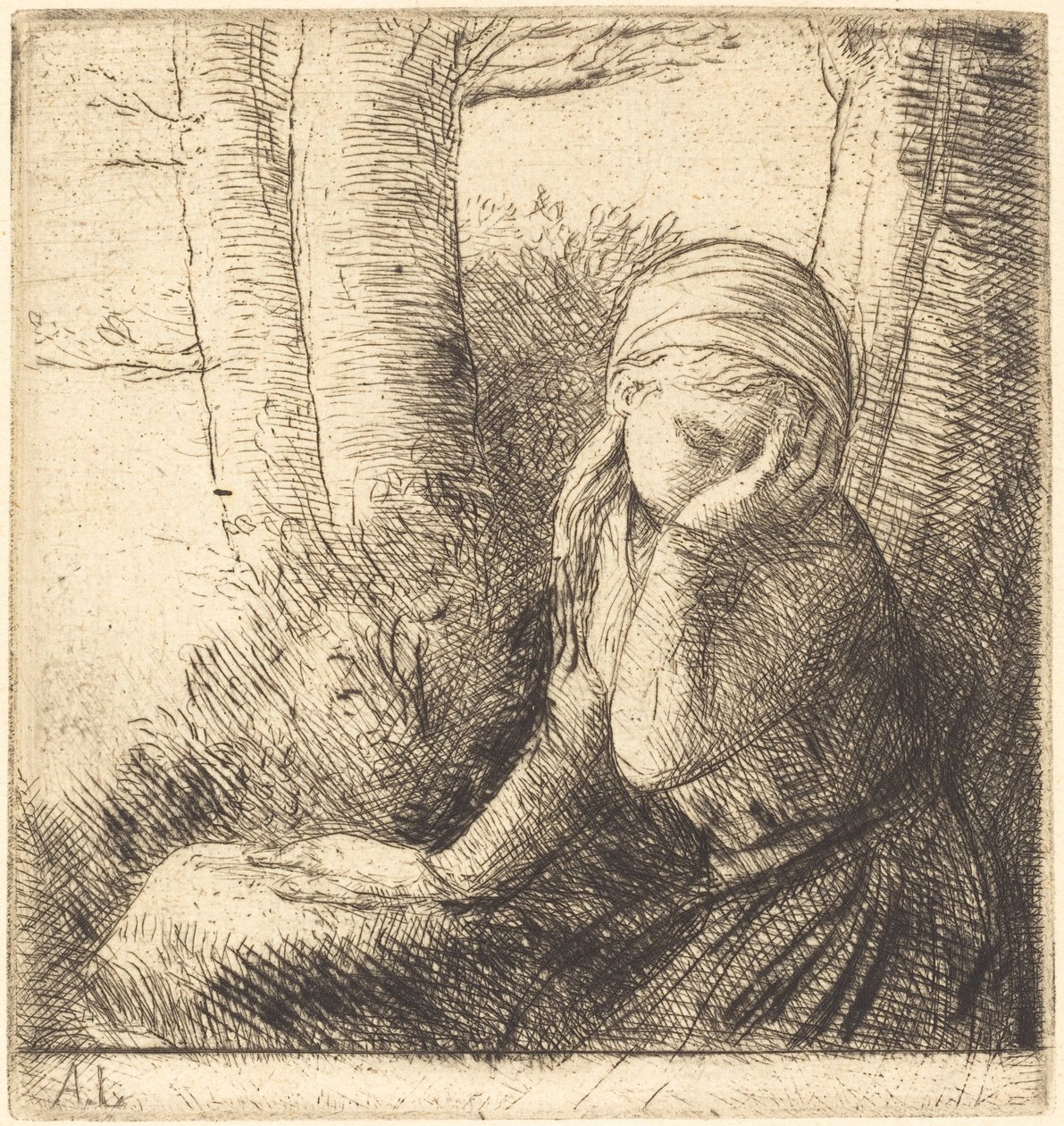 Zdesperowana młoda dziewczyna Zdesperowana młoda dziewczyna. autorstwa Alphonse Legros