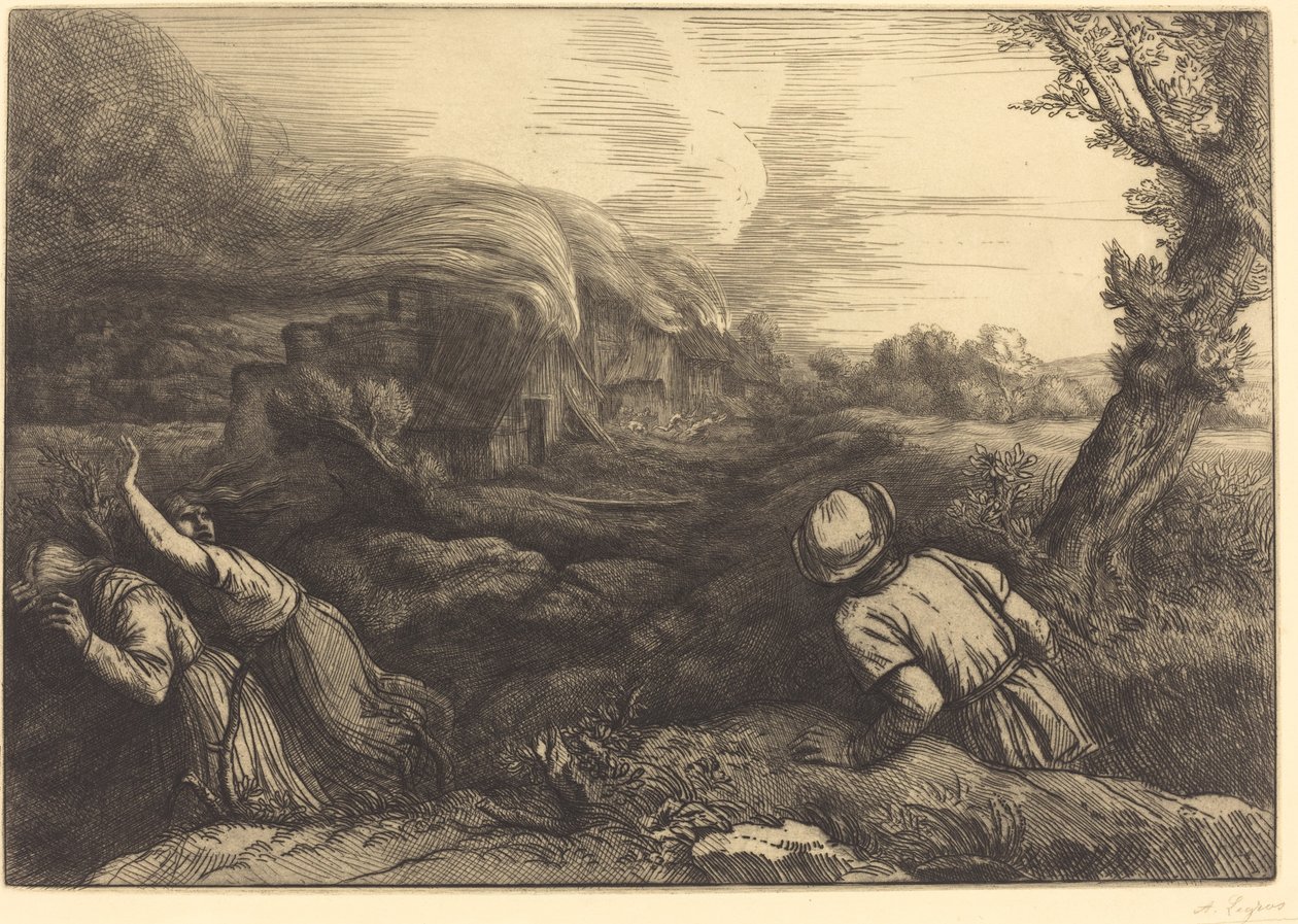 Ogień w Hamlecie autorstwa Alphonse Legros