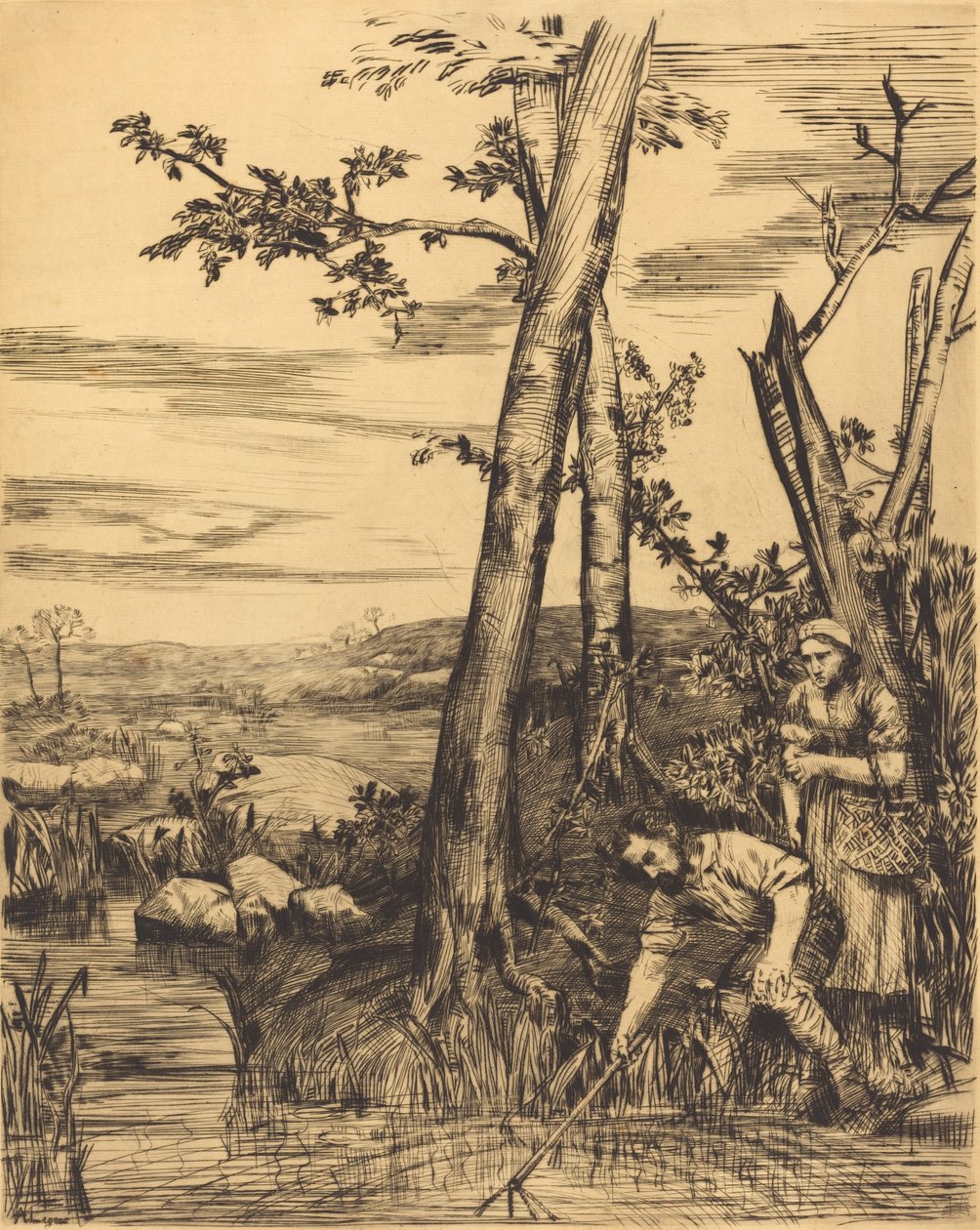 Łowienie raków autorstwa Alphonse Legros