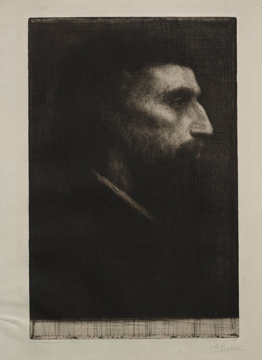 Głowa mężczyzny. autorstwa Alphonse Legros