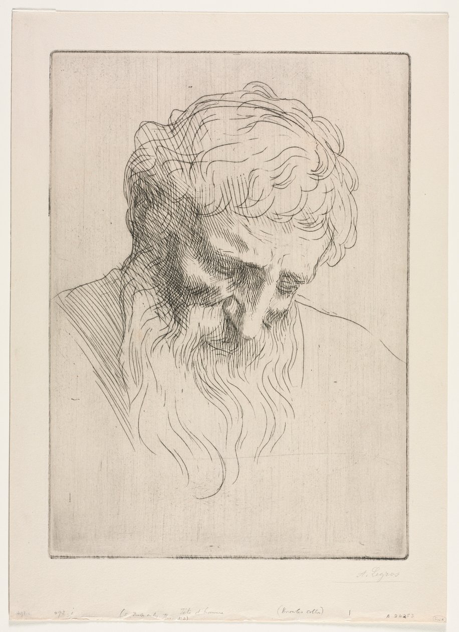 Głowa mężczyzny. autorstwa Alphonse Legros