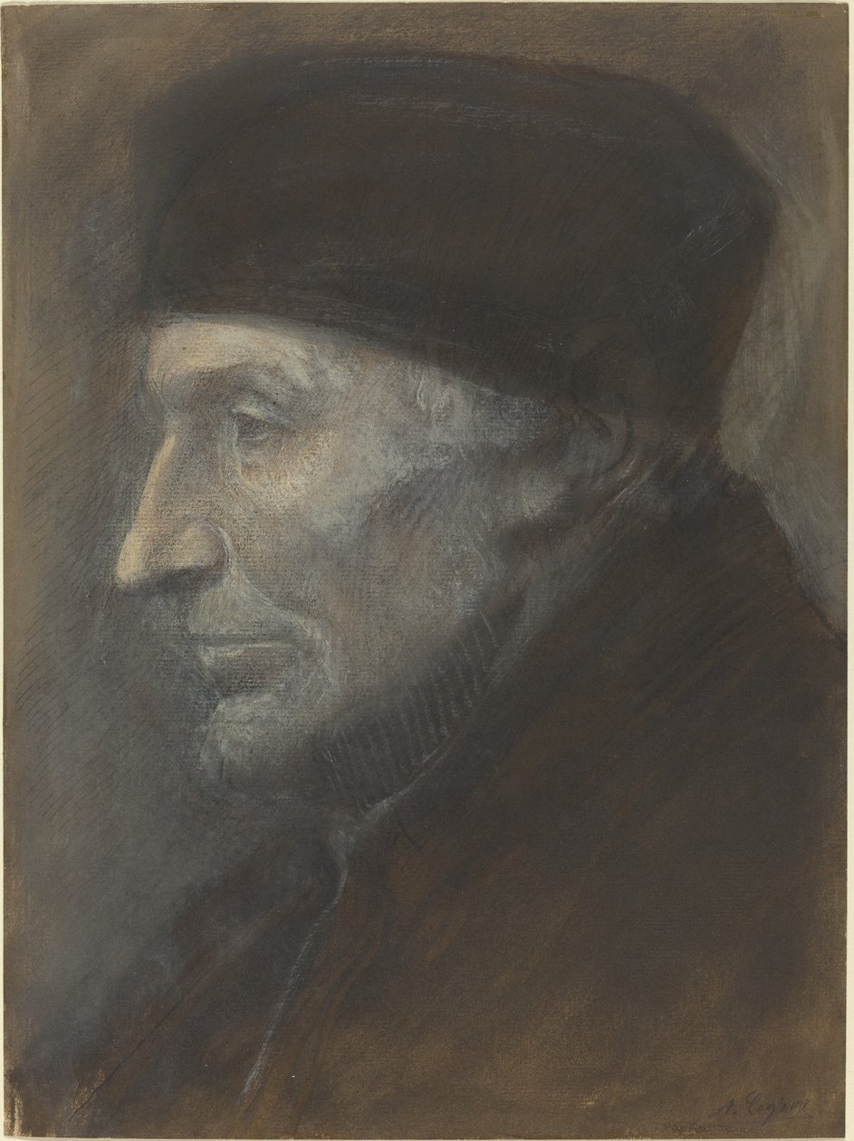 Głowa mężczyzny z jarmułką autorstwa Alphonse Legros