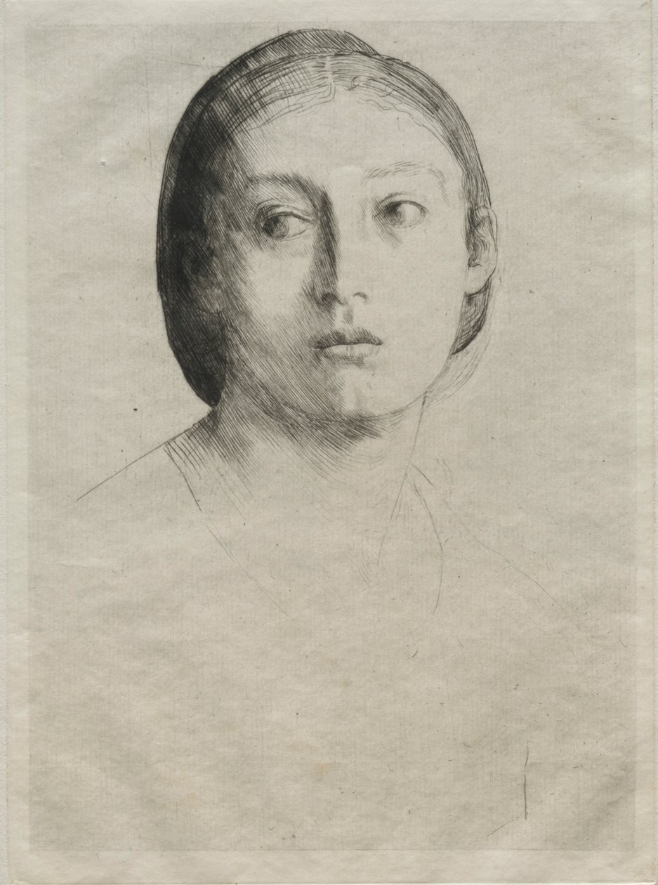 Głowa młodej dziewczyny. autorstwa Alphonse Legros