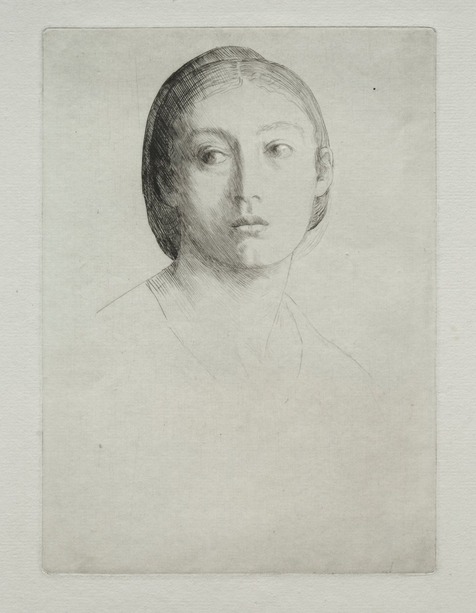 Głowa młodej dziewczyny. autorstwa Alphonse Legros