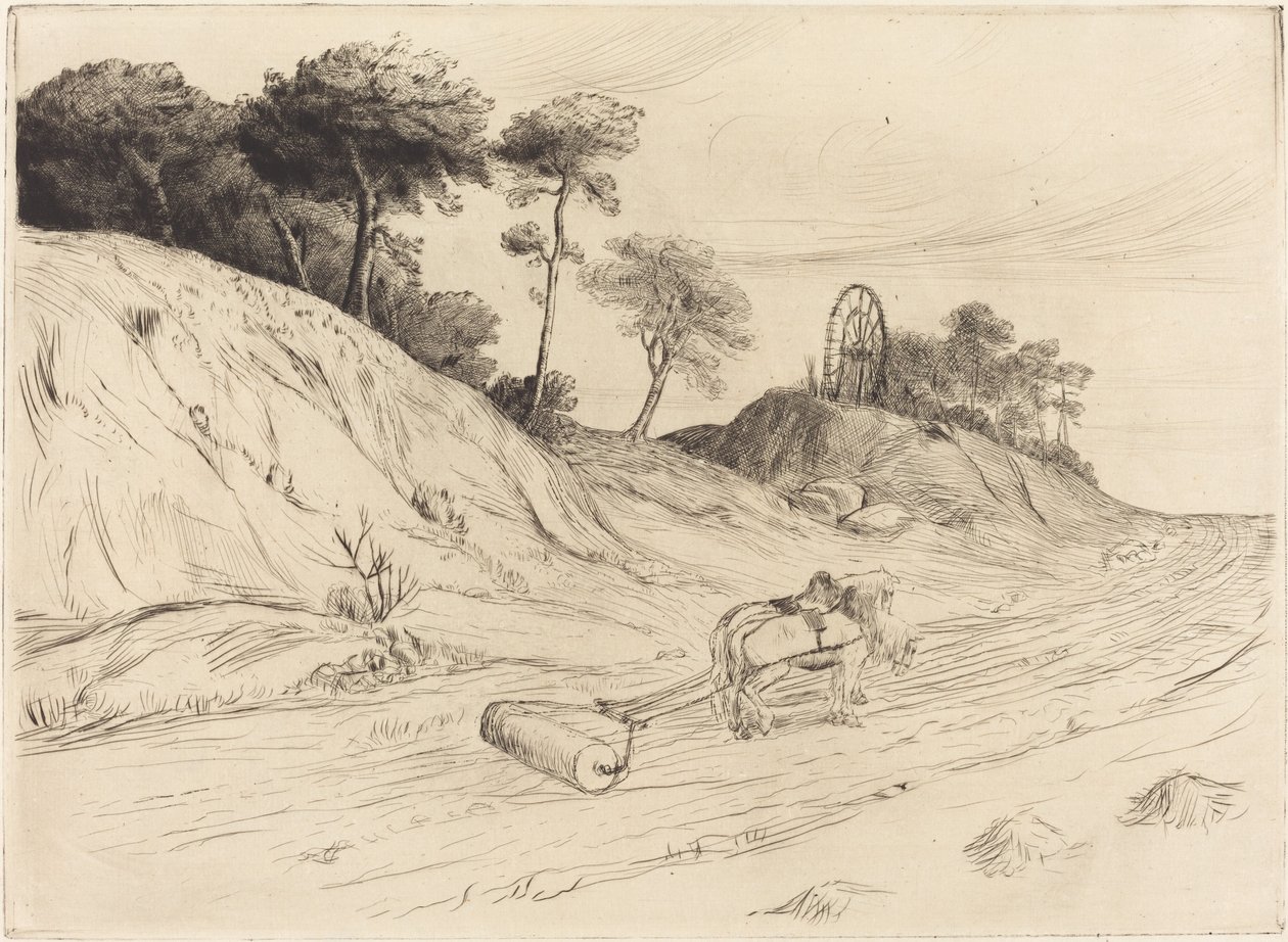 Pejzaż z rolką Pejzaż z rolką. autorstwa Alphonse Legros