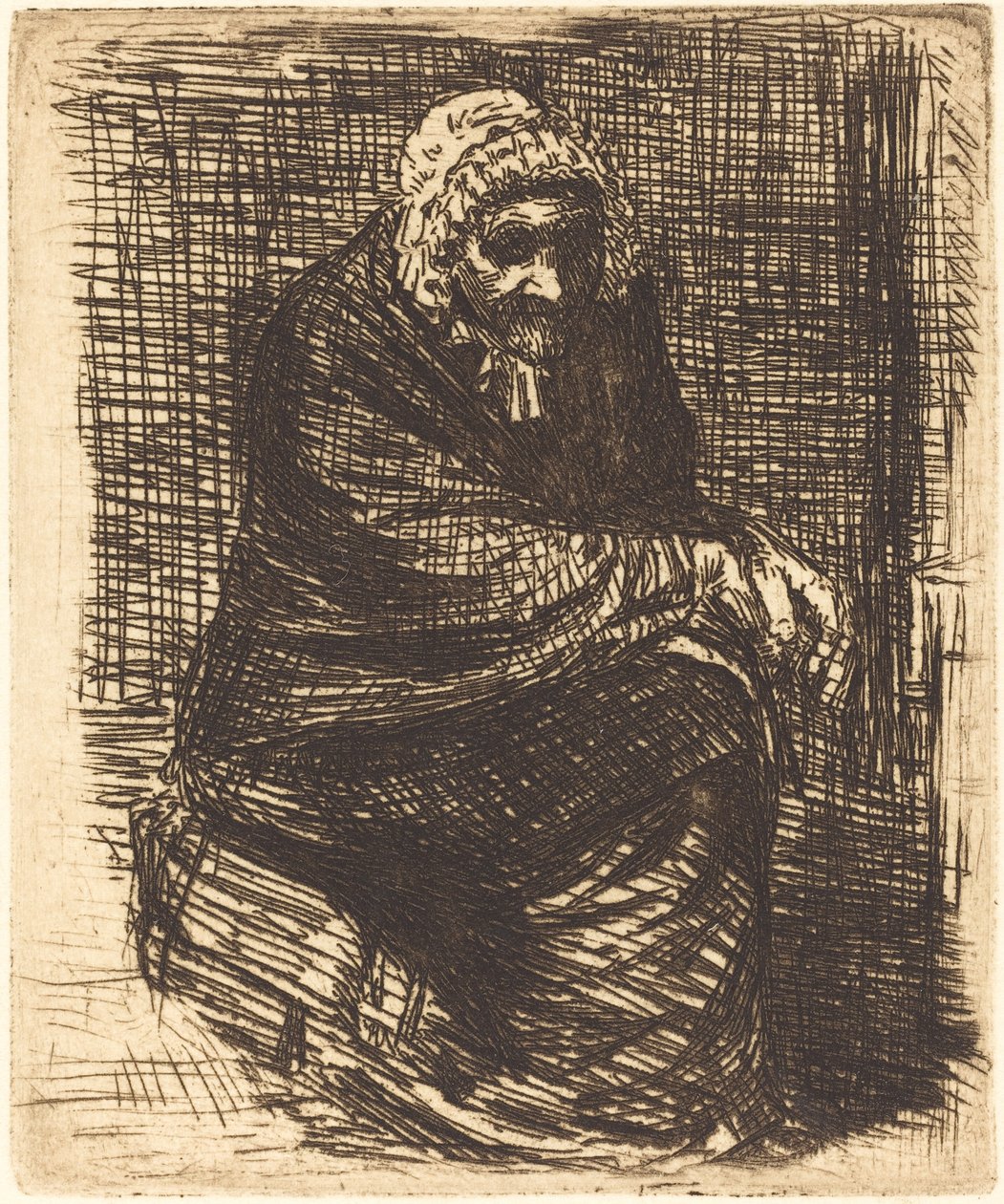 Stara kobieta w pozycji siedzącej autorstwa Alphonse Legros