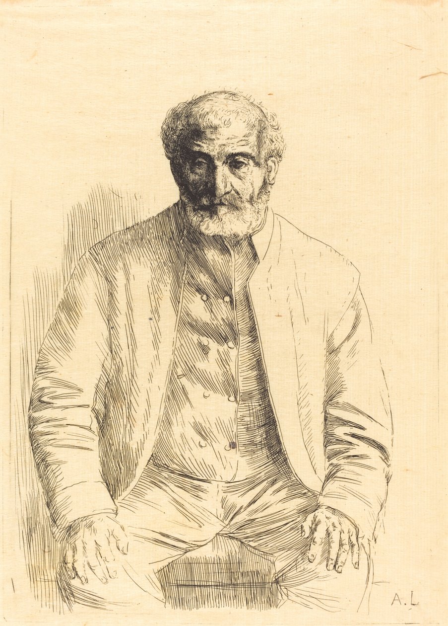 Siedzący staruszek (Asystent Vieillarda) autorstwa Alphonse Legros