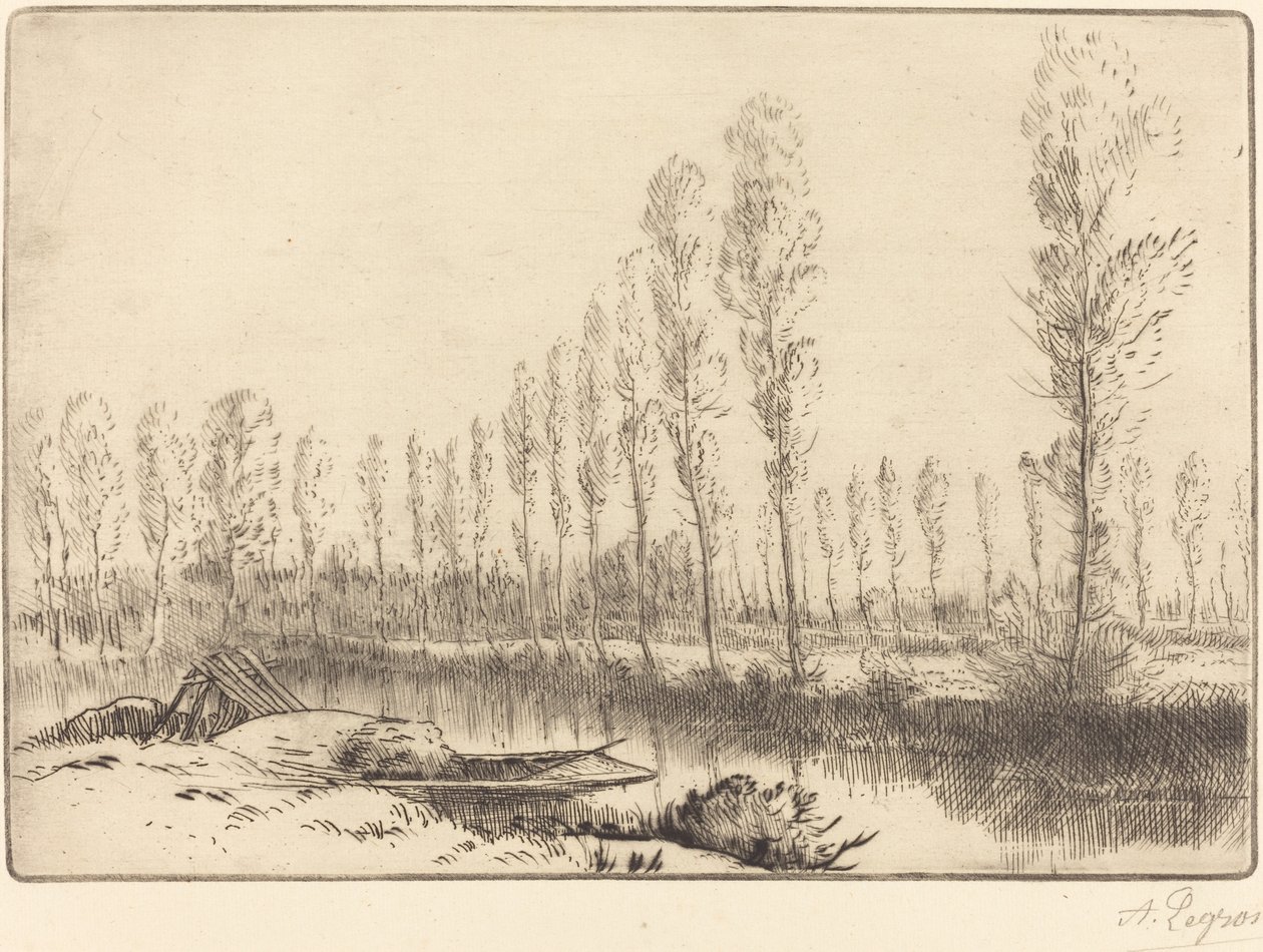 Topole w pobliżu Amiens W pobliżu Amiens znajdują się torfowiska. autorstwa Alphonse Legros