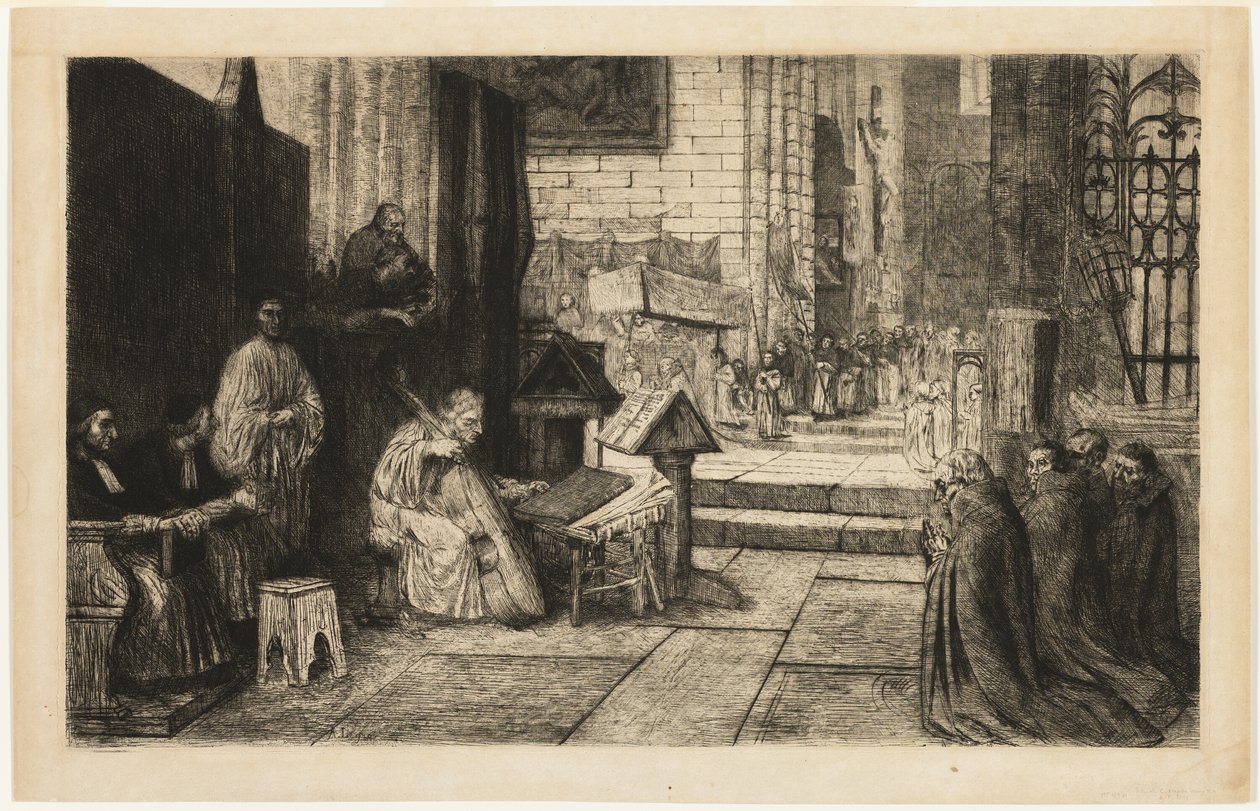 Procesja w kościele hiszpańskim autorstwa Alphonse Legros