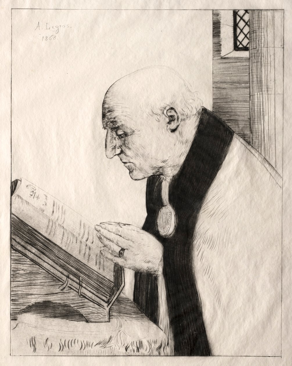 Czytanie Urzędu, 1868. autorstwa Alphonse Legros