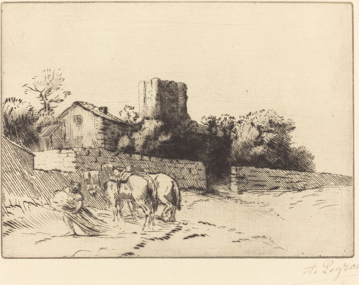 Ściana plebania Le mur du presbytere. autorstwa Alphonse Legros