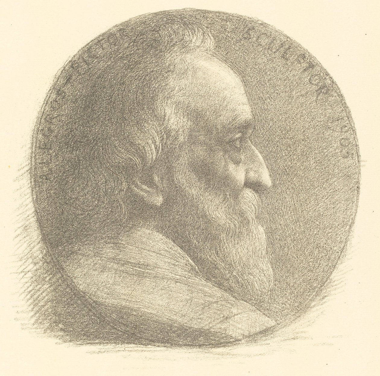 Autoportret, Medalion, nr 1, płyta 9, 1905. autorstwa Alphonse Legros