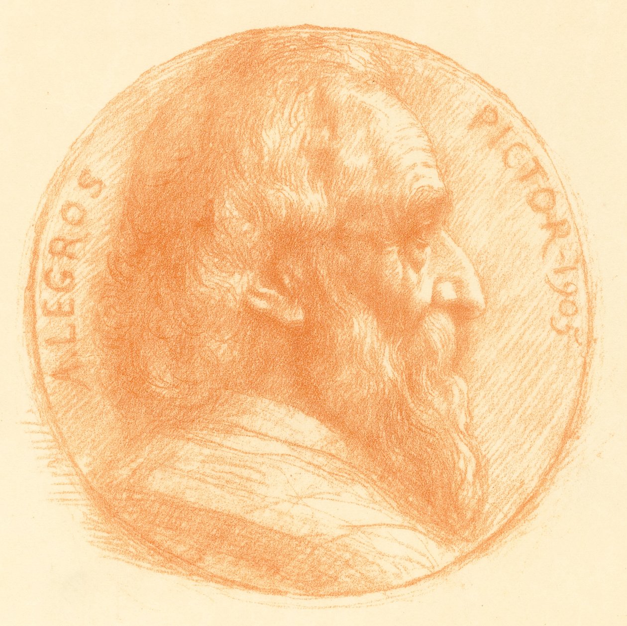 Autoportret, Medalion, nr 2, 11 płyta. autorstwa Alphonse Legros