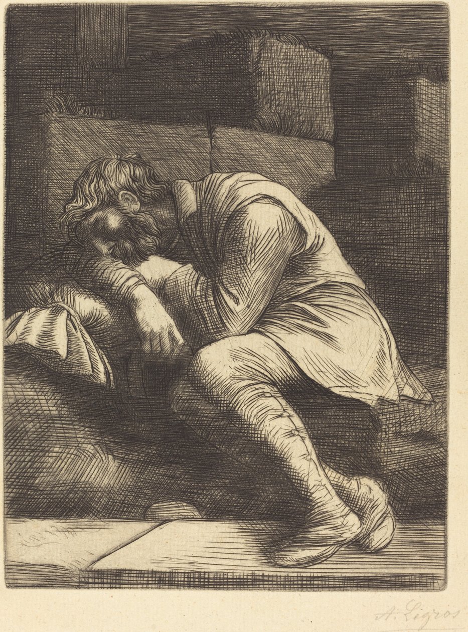Śpiący żebrak autorstwa Alphonse Legros
