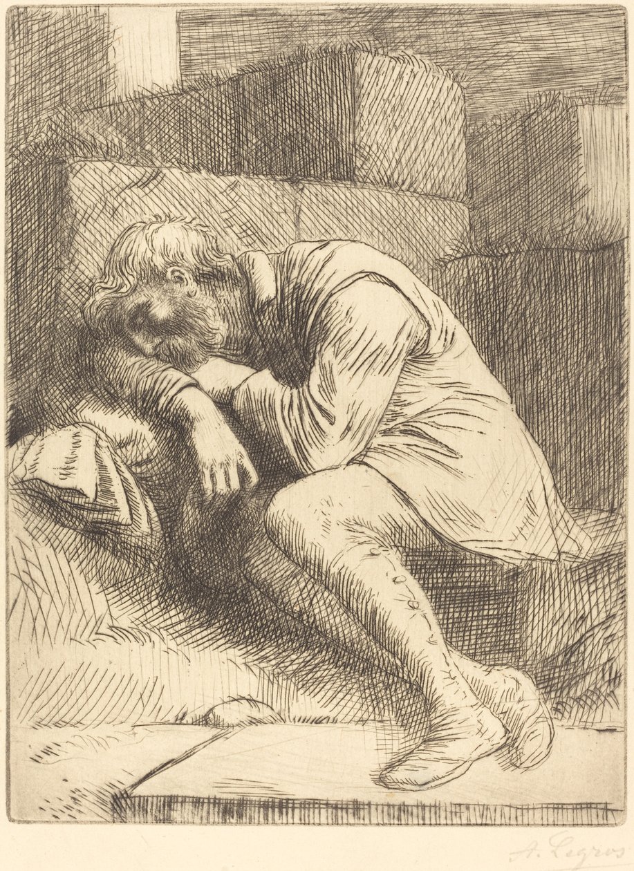 Śpiący żebrak autorstwa Alphonse Legros