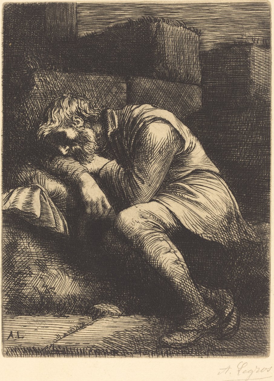Śpiący żebrak Śpiący żebrak. autorstwa Alphonse Legros