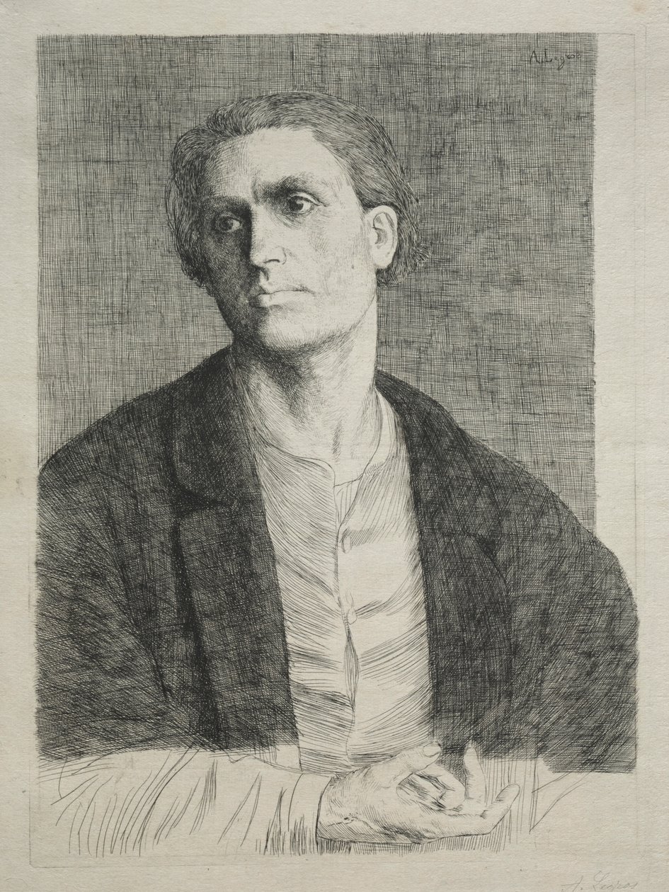 Studium głowy mężczyzny. autorstwa Alphonse Legros