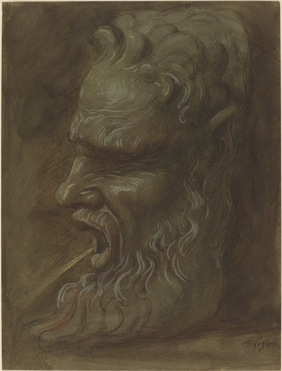 Studium maski. autorstwa Alphonse Legros