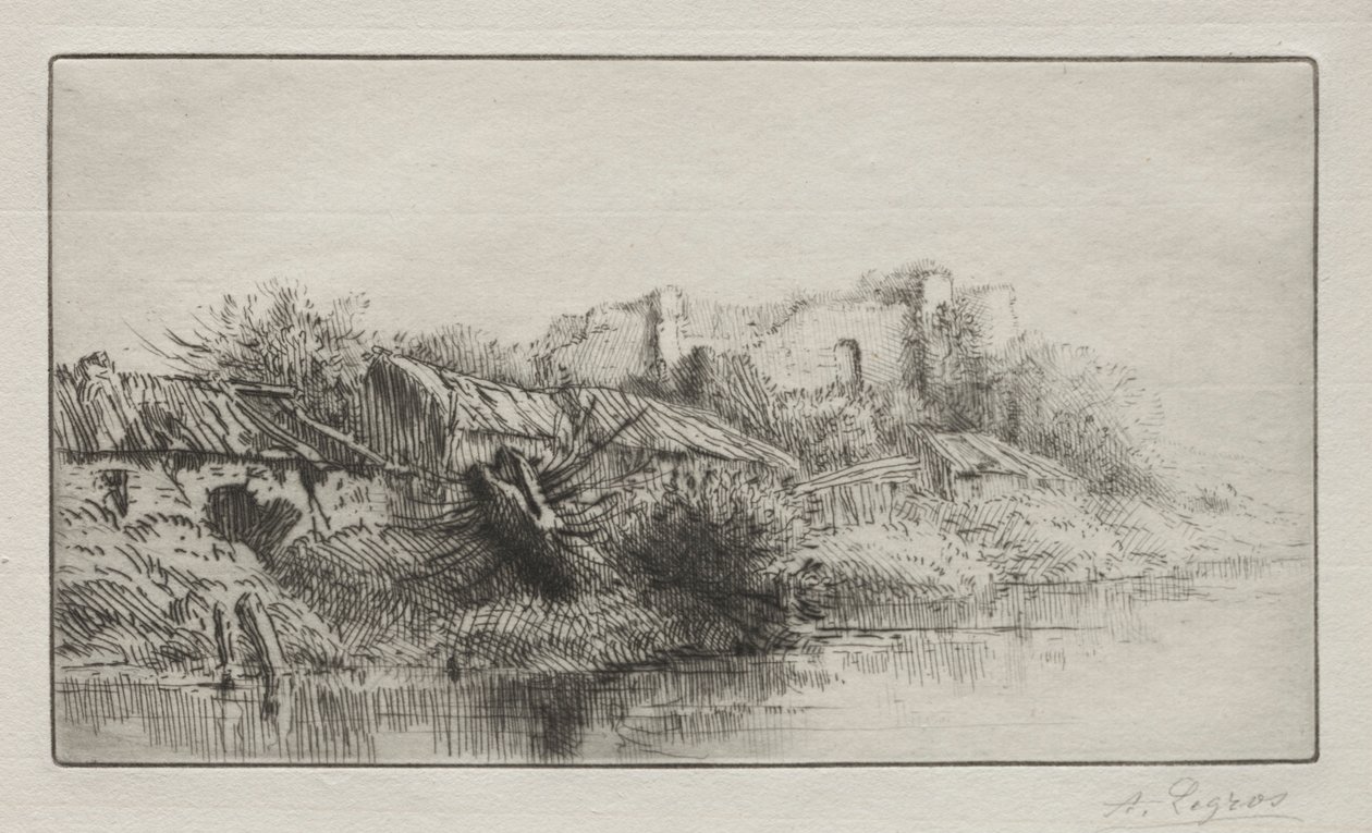 Opuszczona wioska. autorstwa Alphonse Legros