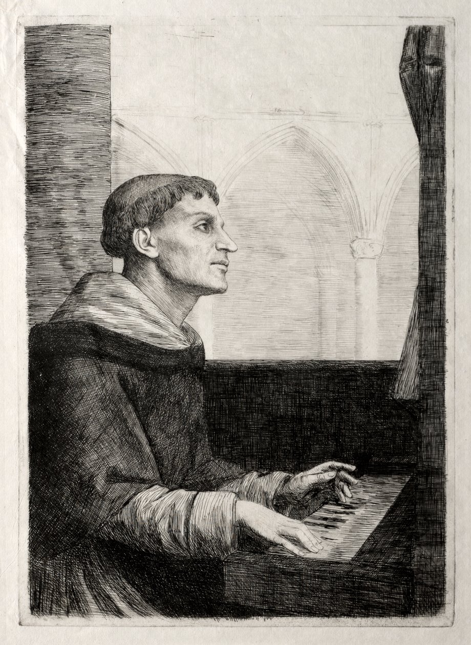 Mnich przy organach autorstwa Alphonse Legros