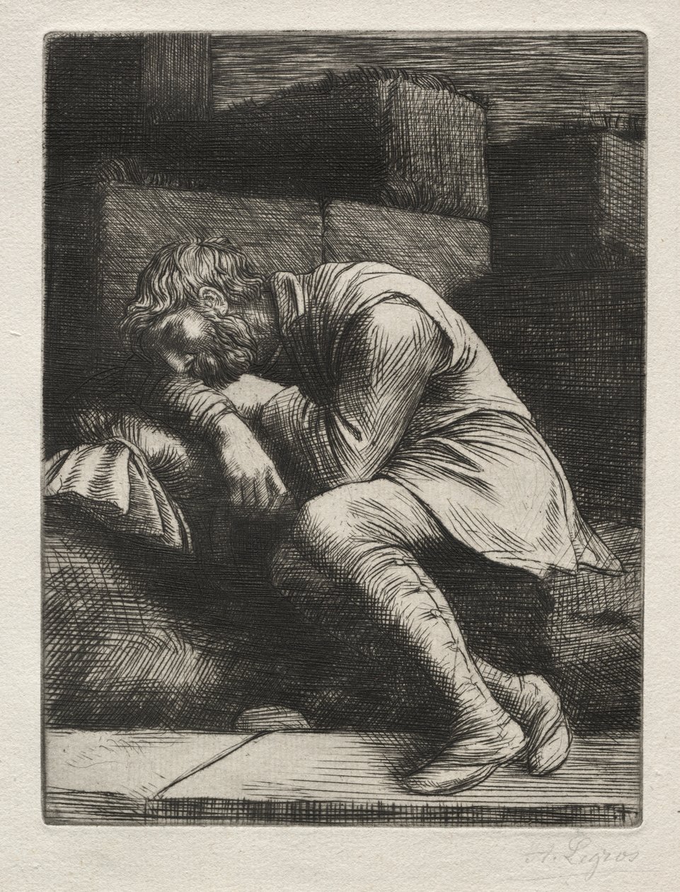 Śpiący żebrak autorstwa Alphonse Legros