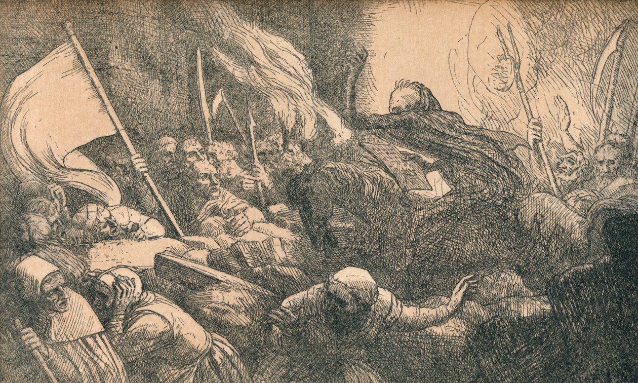 Triumf śmierci, Proklamacja, c1885 autorstwa Alphonse Legros