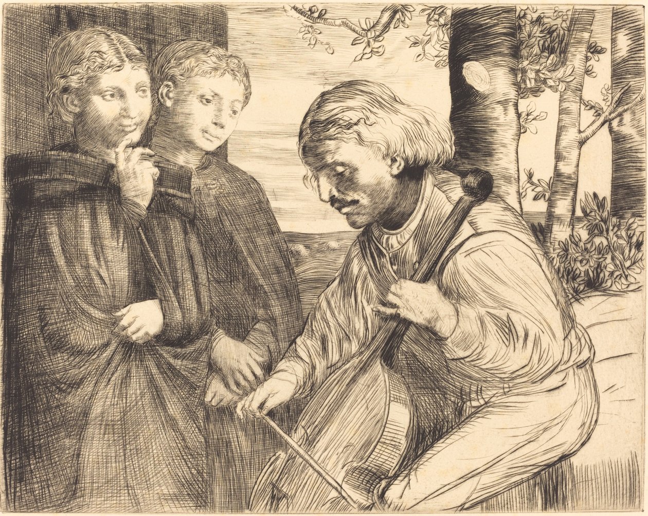 Gra na wiolonczeli autorstwa Alphonse Legros