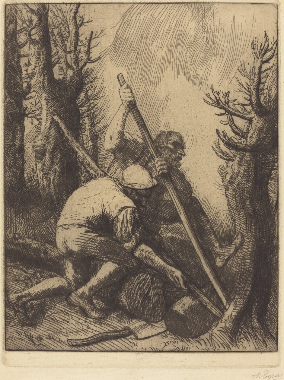 Drwale, III płyta (Les bucherons) autorstwa Alphonse Legros