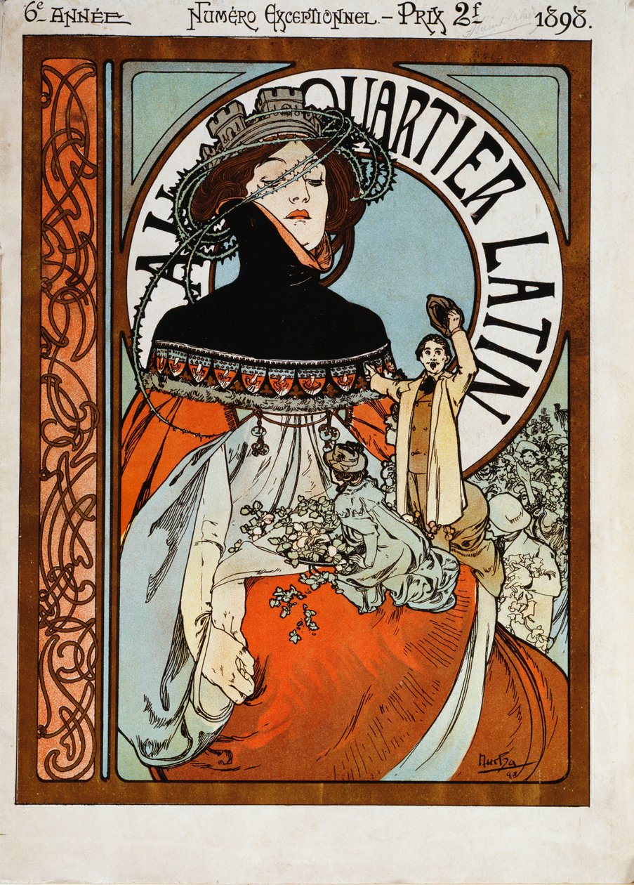 W Dzielnicy Łacińskiej, 1898 autorstwa Alphonse Mucha