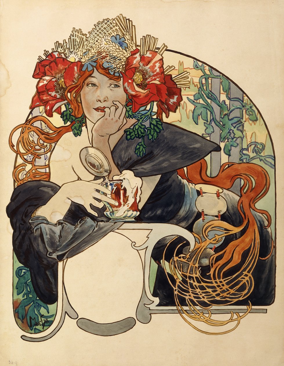piwo moza, autorstwa Alphonse Mucha