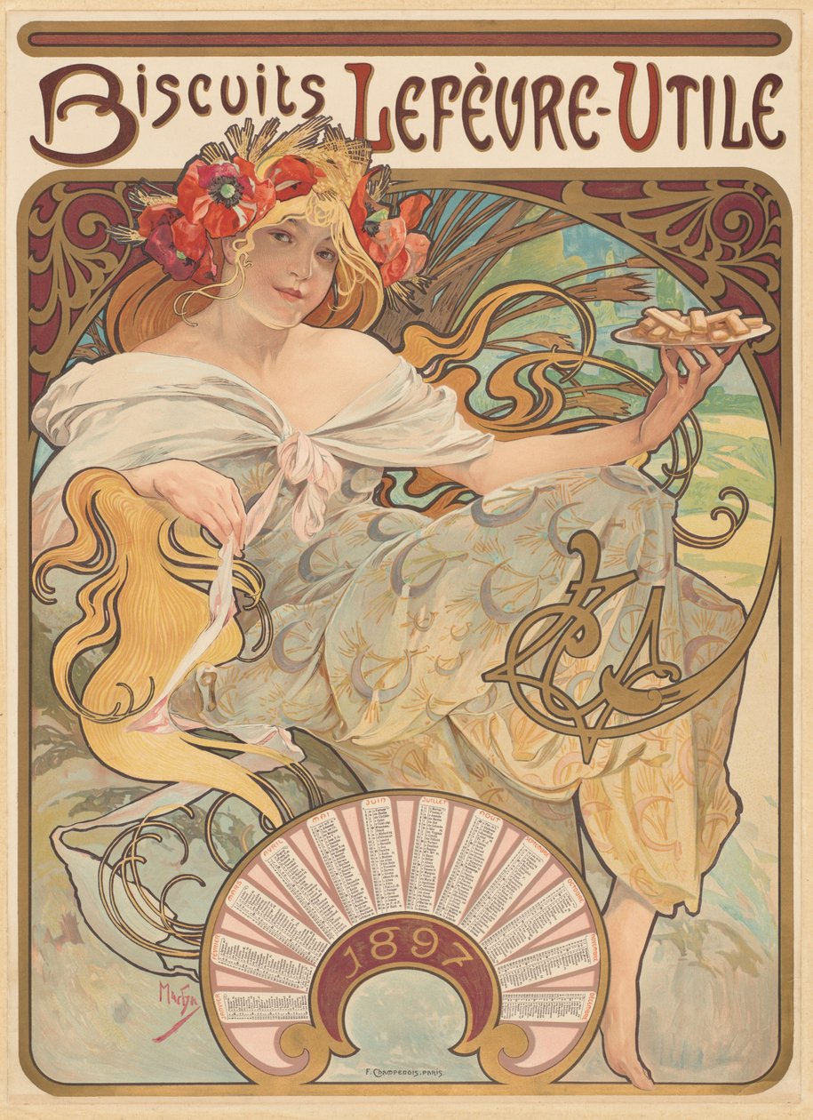 Lefèvre-Utile ciasteczka autorstwa Alphonse Marie Mucha