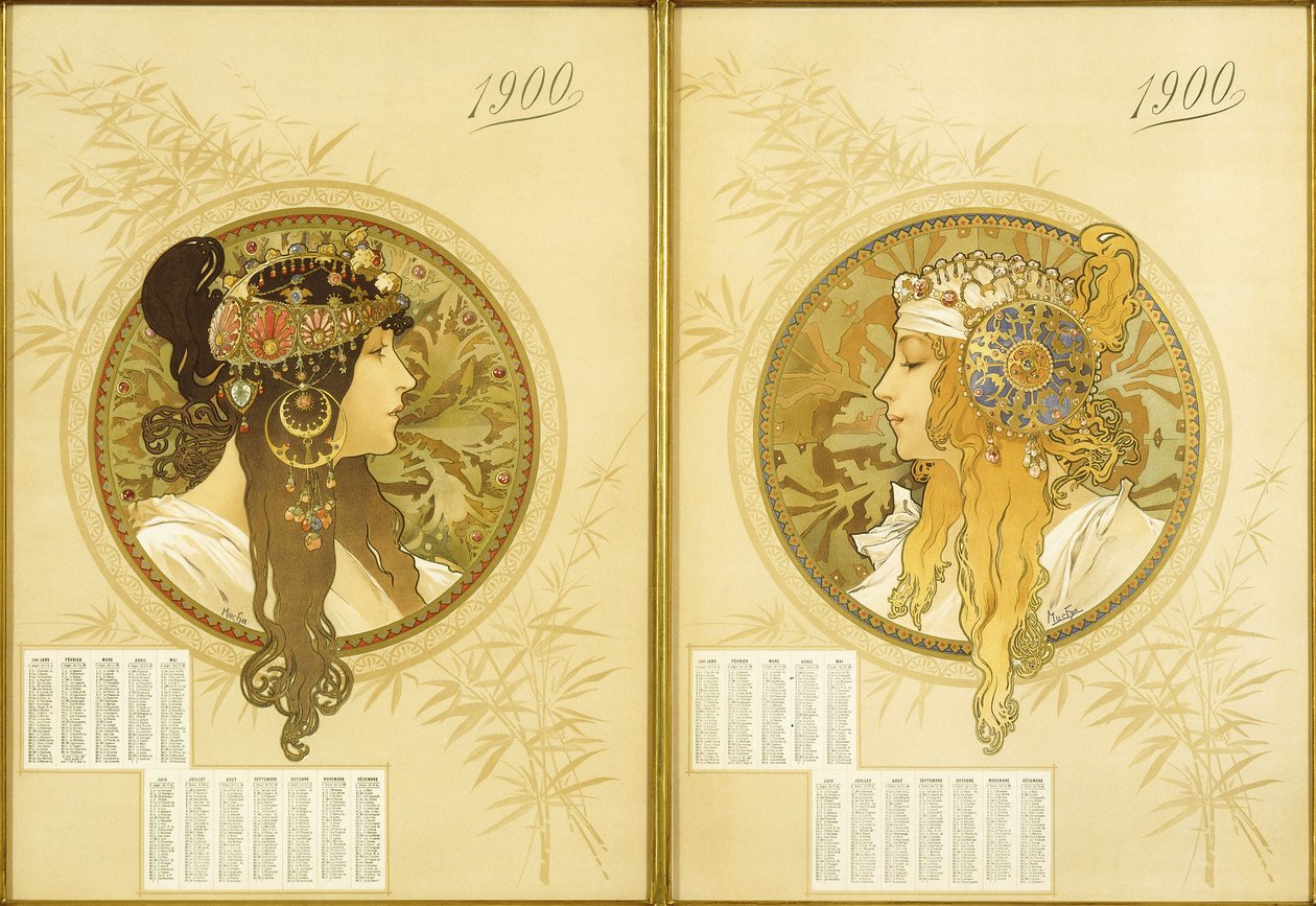 Głowy bizantyjskie; Tetes Bizantyjczycy, 1900 autorstwa Alphonse Mucha