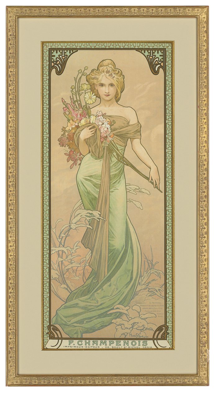 Cztery pory roku: wiosna, 1900 autorstwa Alphonse Mucha